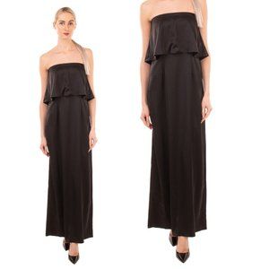 $450 NWT Adoree Black Slit Back Bandeau Overlay Maxi Dress Size M 8 Made in‎ UK
